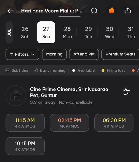 PawanismSk's tweet image. Mass Bookings For #HariHaraVeeraMallu IN Guntur ❤️‍🔥😎💥

#BlockBusterHHVM