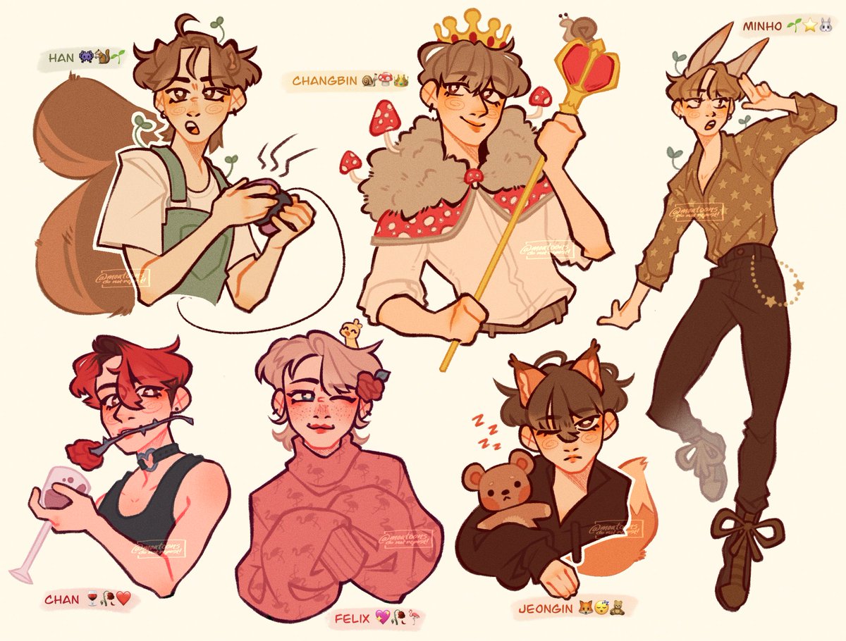moatoons's tweet image. throwback to 2022 when i first started drawing skz after being a fan since covid… thank u stays for being so welcoming back then ‼️