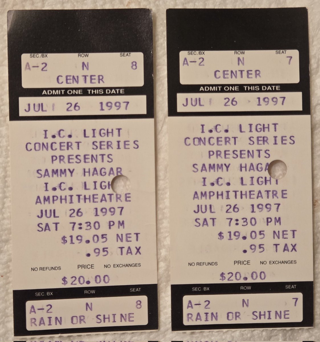 dvesean's tweet image. July 26 1997
IC Light Amph

Sammy Hagar had just left Van Halen
(for the 1st time) 1 yr earlier, 1996.

Sammy made a few extra bucks ($80 million) selling most of his Cabo Wabo Tequila shares in 2007.

Sammy Hagar: The 2004 VH Reunion Tour was &quot;the worst experience of his life.&quot;