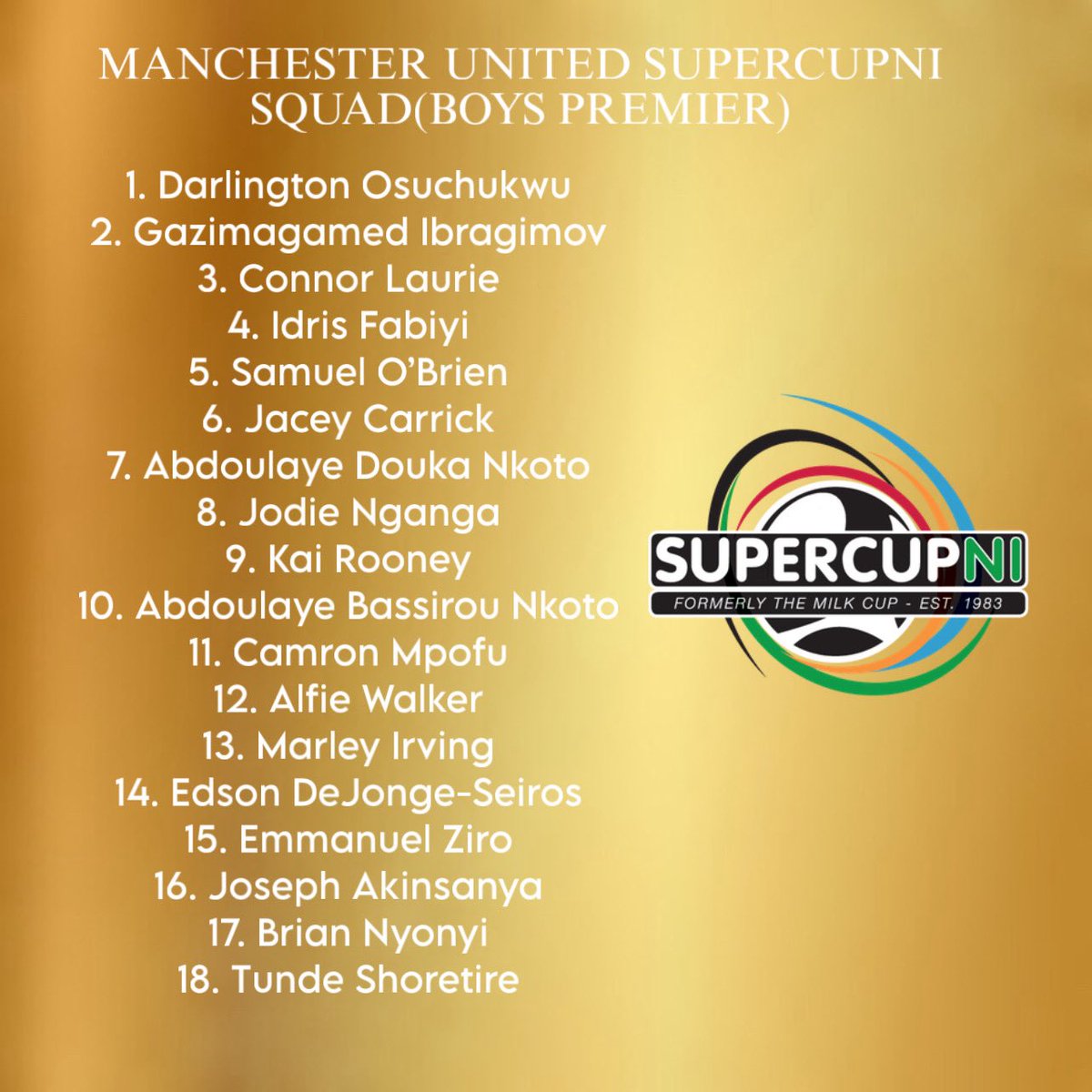 mufcacademyy's tweet image. Manchester United Academy squads for this year’s SuperCupNi have been announced.

They will start on 28th July and all the best to everyone involved from each academy squad - both boys and girls. 

I believe the games could be streamed on YouTube as well as the website.