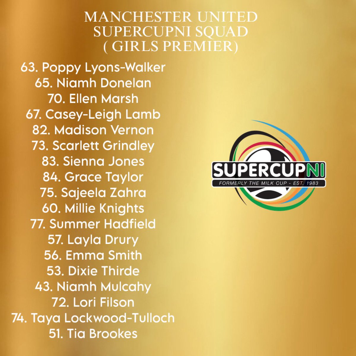 mufcacademyy's tweet image. Manchester United Academy squads for this year’s SuperCupNi have been announced.

They will start on 28th July and all the best to everyone involved from each academy squad - both boys and girls. 

I believe the games could be streamed on YouTube as well as the website.