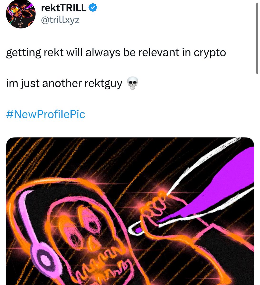 π©π§ππ‘π‘ (@trillvillhou) on Twitter photo Never wrong, just early
Told yaβll two years ago that REKT would always stay relevant
<a href="/RektguyAI/">Rektguy AI</a> NFT is at 1.4 ETH
$REKT is at 236M market cap
All you had to do was buy some sparkling water for exposure
π«΅πΉ Never wrong, just early
Told yaβll two years ago that REKT would always stay relevant
<a href="/RektguyAI/">Rektguy AI</a> NFT is at 1.4 ETH
$REKT is at 236M market cap
All you had to do was buy some sparkling water for exposure
π«΅πΉ