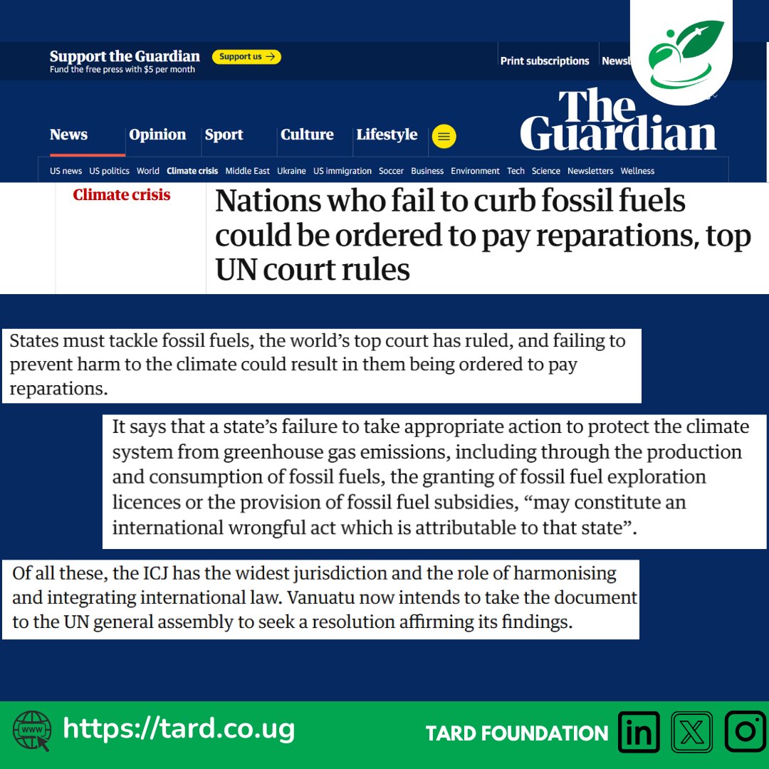 "Nations who fail to curb fossil fuels could be ordered to pay reparations, top UN court rules"

<a href="/CIJ_ICJ/">CIJ_ICJ</a>  || <a href="/guardian/">The Guardian</a> 
Full article: theguardian.com/environment/20…