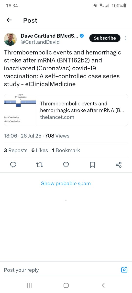 CpfcGal08's tweet image. Oh Mr Cartland, this study shows
observed incidence of thromboembolic events and hemorrhagic stroke among SARS-CoV-2 positive patients are higher than that in the covid-19 vaccination population. Cheers Dave! 👍
thelancet.com/journals/eclin…
Cheers Dave