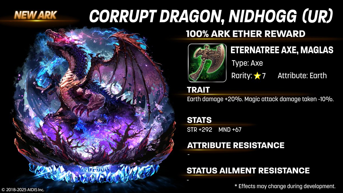 lastcloudiaen's tweet image. Corrupt Dragon, Nidhogg (UR)
100% Ark Ether Reward

#LastCloudia