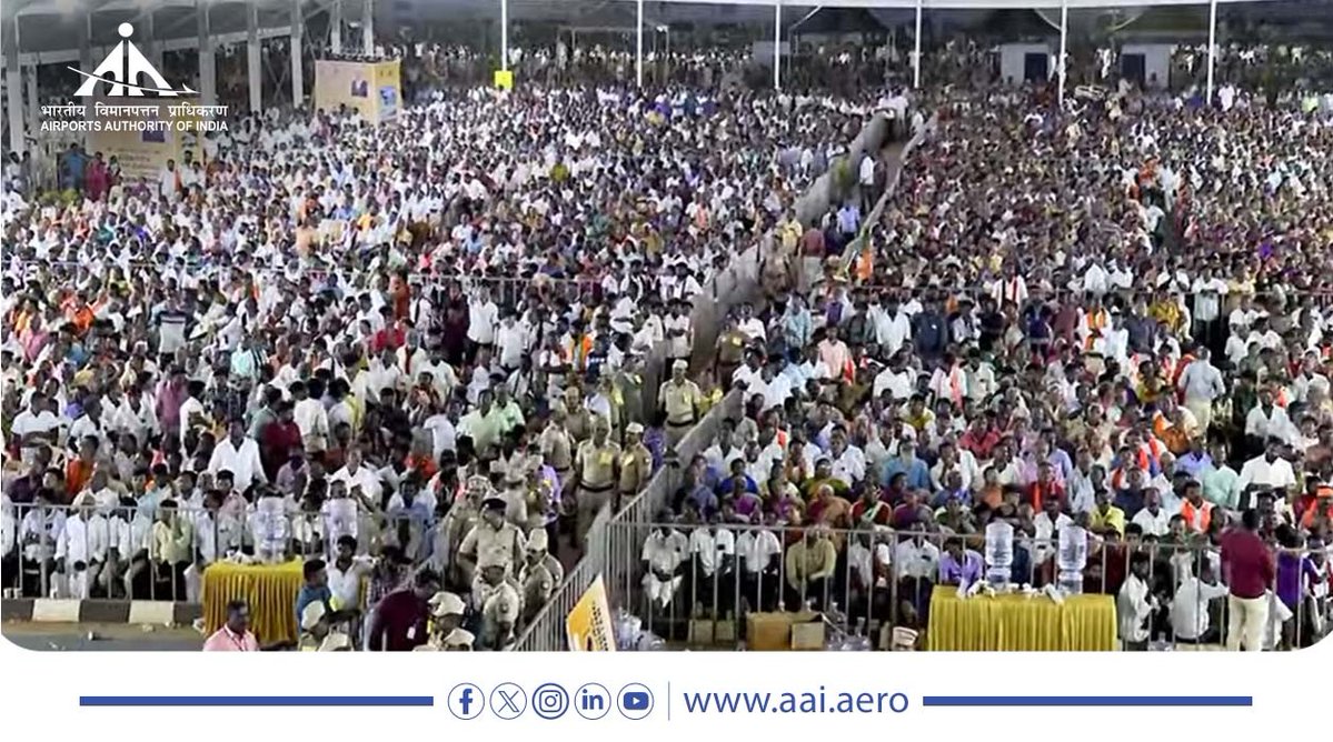 Airports Authority of India (@aai_official) on Twitter photo Today, while addressing the gathering in #TamilNadu at the grand inauguration of key infrastructure projects, HMCA, Sh. <a href="/RamMNK/">Ram Mohan Naidu Kinjarapu</a> ji highlighted the remarkable transformative projects being dedicated to the people of the state. He noted that over the last 10 years, to enhance Today, while addressing the gathering in #TamilNadu at the grand inauguration of key infrastructure projects, HMCA, Sh. <a href="/RamMNK/">Ram Mohan Naidu Kinjarapu</a> ji highlighted the remarkable transformative projects being dedicated to the people of the state. He noted that over the last 10 years, to enhance