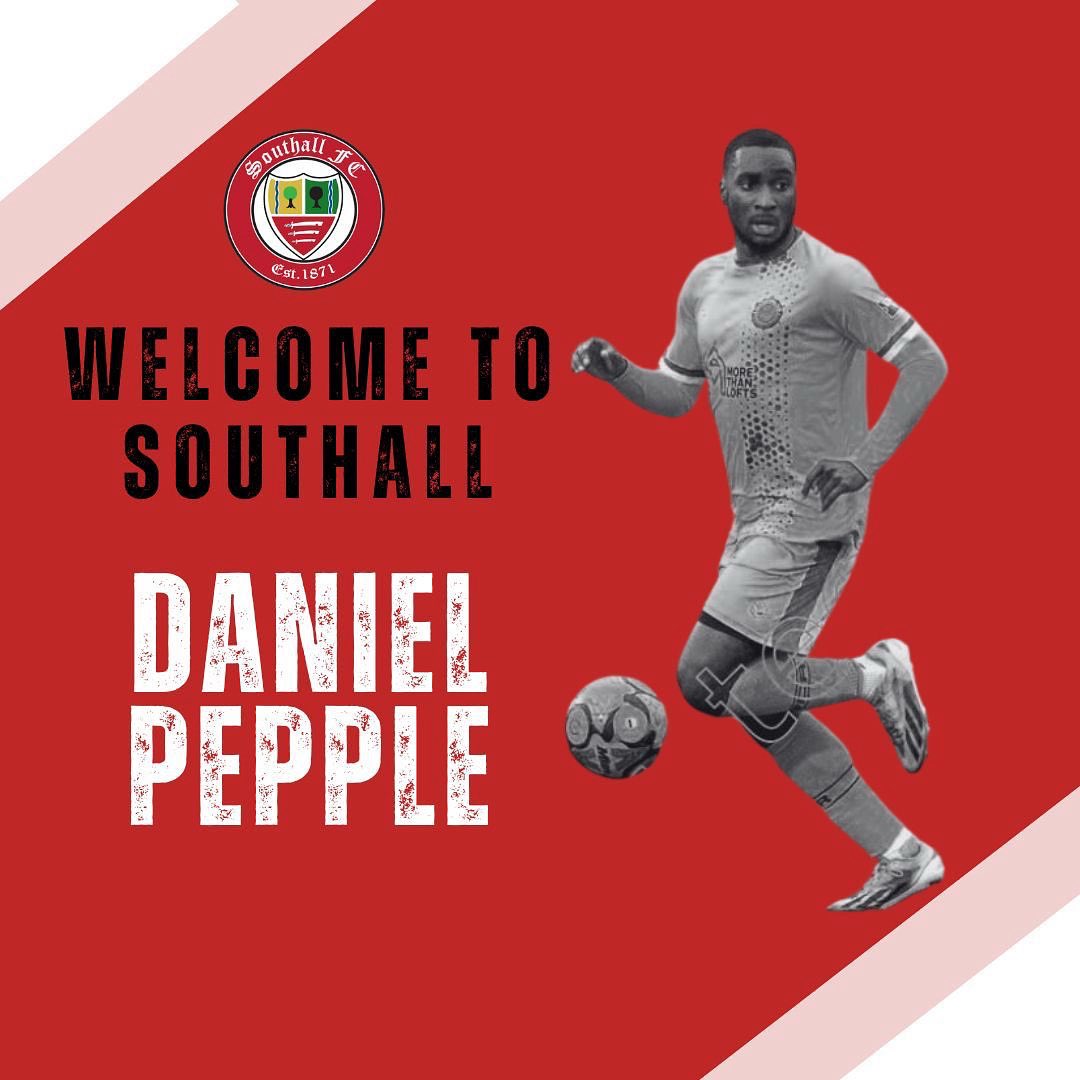 FCSouthall's tweet image. We’re pleased to welcome powerful forward Daniel Pepple to Southall. 

Peps joins us after scoring 12 league goals for Sutton Common Rovers last season. 

Welcome to Southall Peps. 

🔴⚪️🥷🏿