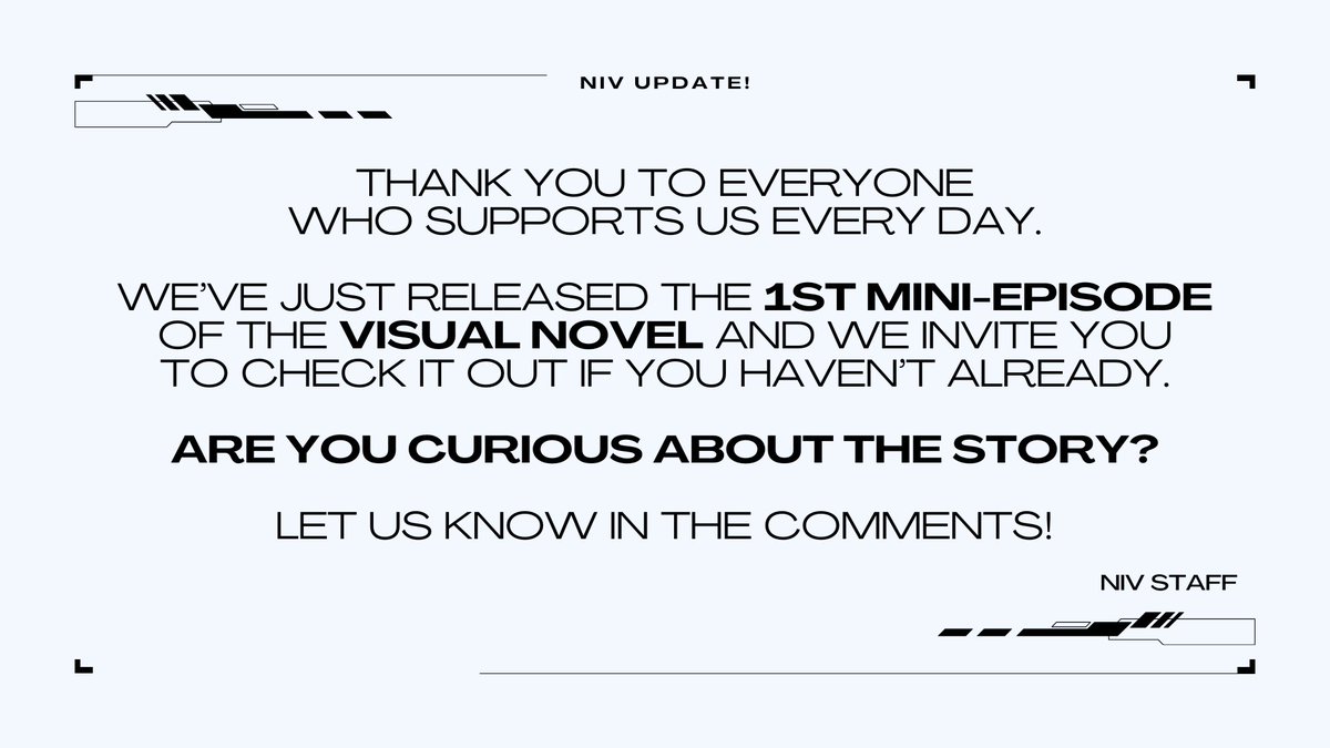 NIV_project's tweet image. 1st Mini Episode of the Visual Novel is OUT!
『 NIV STAFF 』
#NIV #visualnovel #animemusic