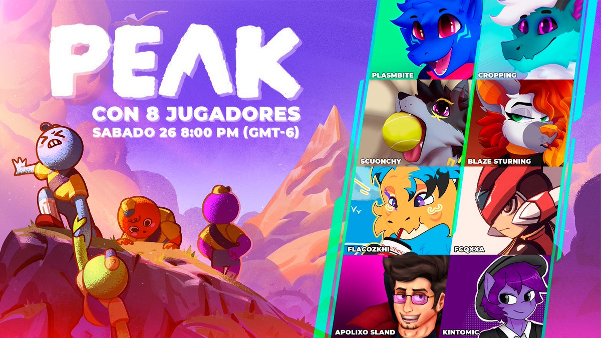 plasmbite's tweet image. Si con 4 jugadores ya se hace un desmadre, con 8 será un caos🏔️ Hoy hacemos collab de Peak en una partida modeada escalando un cerro🏔️ Esto será interesante.