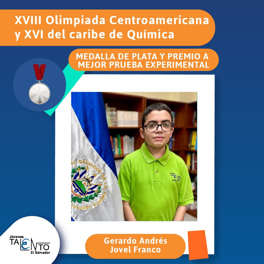 PJOVENESTALENTO's tweet image. 🧪🇸🇻 ¡El Salvador brilla en la Olimpiada Centroamericana y del Caribe de Química 2025! 🌎✨
Nos complace compartir los excelentes resultados obtenidos por la delegación salvadoreña en la XVIII Olimpiada de Química de Centroamérica y XVI del Caribe,
Estudiante del#OCCQ2025