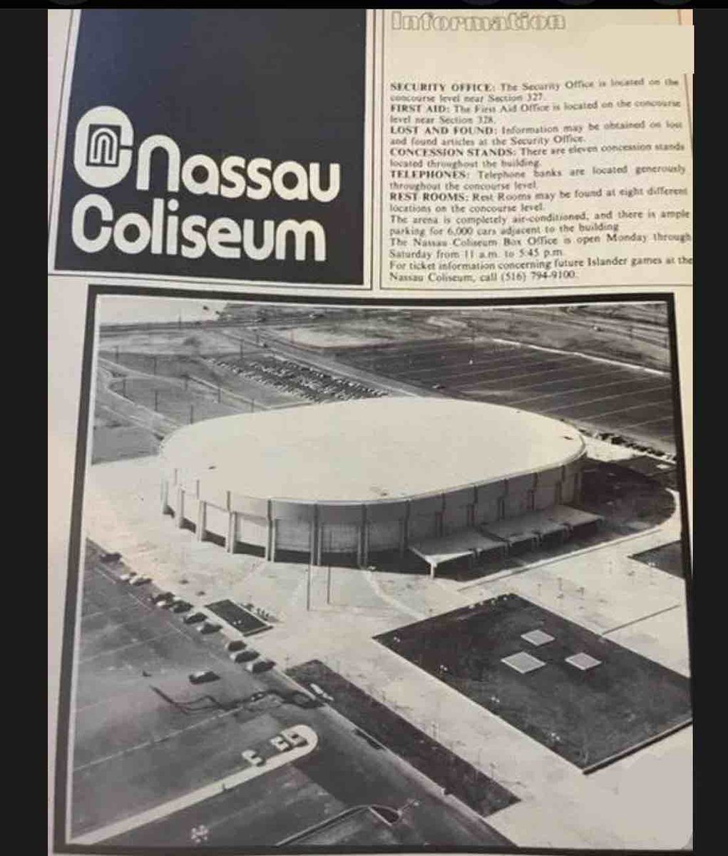 IslesICENET's tweet image. #NassauColiseum as it looked in 1974-75 with arena information and the OG Coliseum logo with the iconic bubble lettering.
#isles