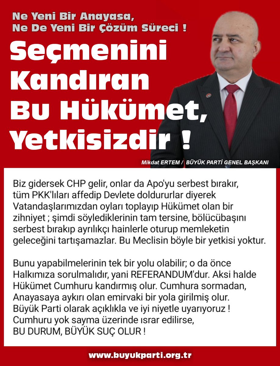 MikdatErtemTR's tweet image. Biz gidersek CHP gelir, onlar da Apo'yu serbest bırakır,
tüm PKK'lıları affedip Devlete doldururlar diyerek Vatandaşlarımızdan oyları toplayıp Hükümet olan bir zihniyet ; şimdi söylediklerinin tam tersine, bölücübaşını serbest bırakıp ayrılıkçı hainlerle oturup memleketin…