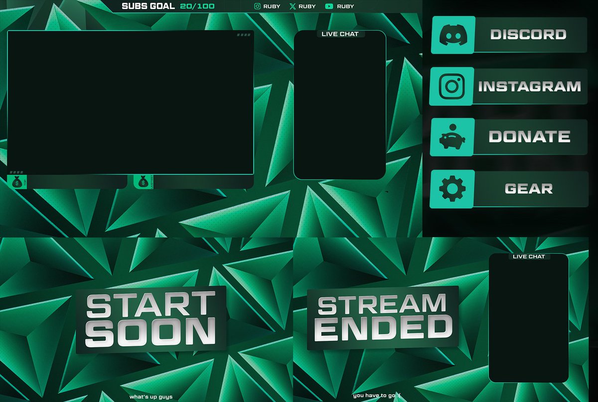 just wrapped up this full stream pack for "ruby"
includes overlays, chat, socials, start/ending screens – all in one clean package ⚡
need one for your stream? DMs are open 👀
#gfx #streamoverlay #twitchdesign #streampack #design #photoshop #overlay #streamer
#twitch #photoshop