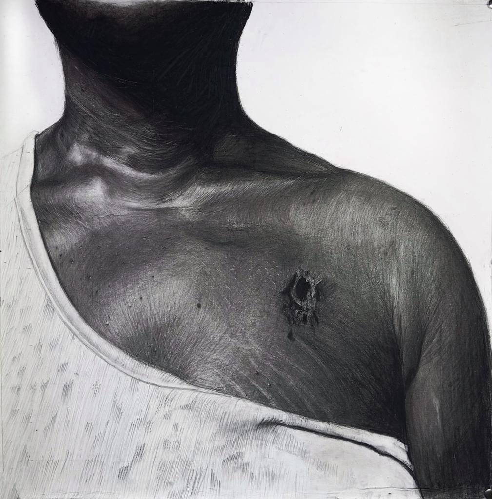 What if that's all I do ? draw/paint with no corrections ? this is 100% hand drawn with Charcoal and available as a 1/1 on <a href="/buildtree_io/">Buildtree</a> titled "How bad does it hurt"

the Collector of this piece gets the physical as well at 0.28eth. 

drop.buildtree.io/danielchhideraa