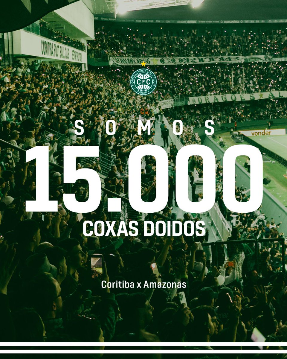 Coritiba's tweet image. JÁ SOMOS 15 MIL COXAS DOIDOS CONFIRMADOS PARA AMANHÃ! 💚
Faça o seu check-in e vem pro Couto!
🟢⚪ #CFCxAMA #CoxaNoBrasileiro