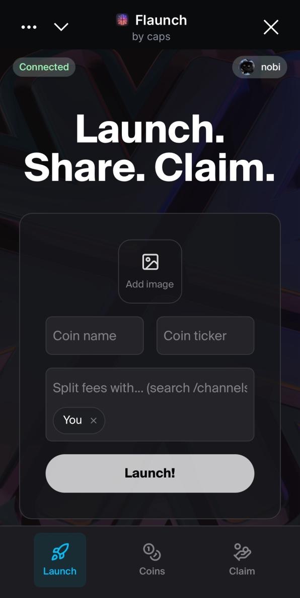 flaunchgg's tweet image. Launch. Share. Claim.

Find us on the Base app 🟦