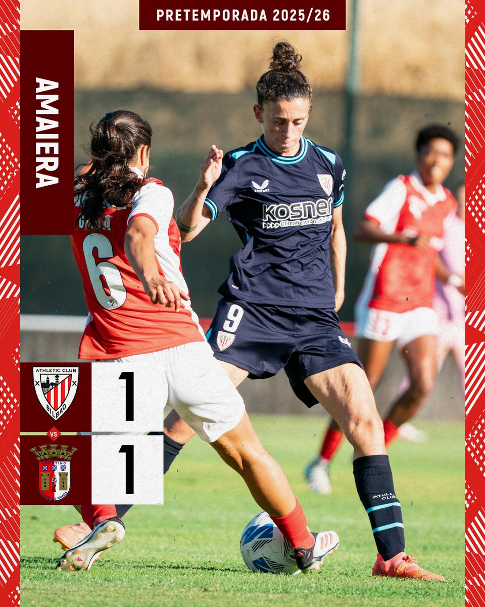 AthleticClubFem's tweet image. βοΈ ππ ππππ₯π
Las leonas cosechan un empate en el primer encuentro de la pretemporada 2025/26.
Lehen zatian Oihanek sartutako golari, bigarrenean Melanyk erantzun dio.
#AthleticSCBraga #AthleticClub π¦