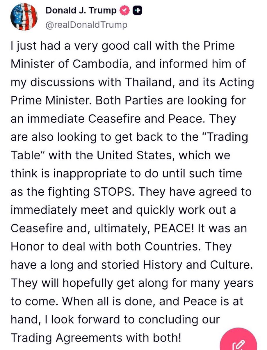 karma2moksha's tweet image. Is this the Ceasefire between Thailand and Cambodia that Trump is announcing here