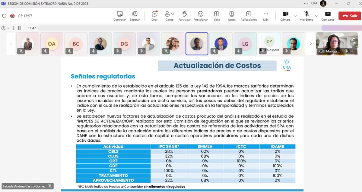 RuthQuevedoF's tweet image. Atentos! Hoy estamos cerrando un ciclo importante de análisis técnico y jurídico desde la @cracolombia . Presentamos al pleno de la Comisión de Regulación las Nuevas Tarifas de Aseo y Agua para prestadores de más de 5000 suscriptores. Pronto inicio de la etapa de participación!