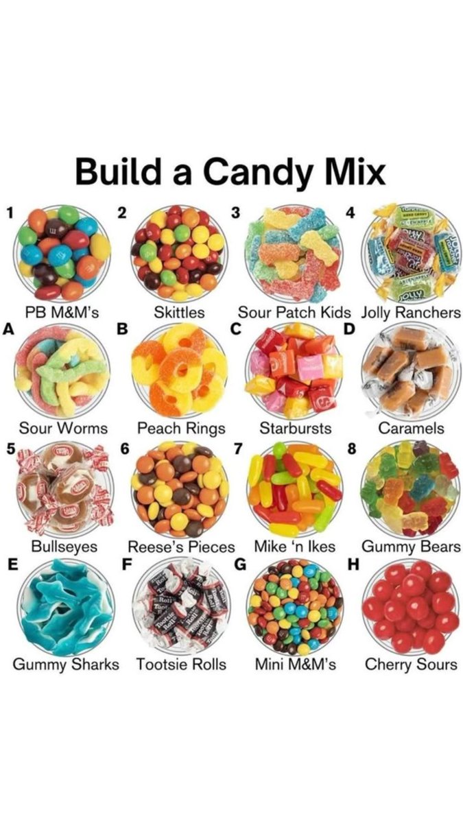 Pick one candy per row,