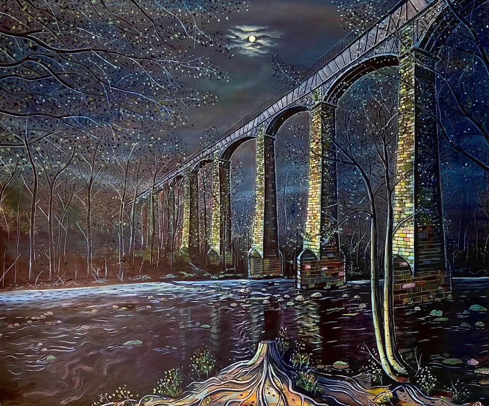 Mikey Jones (@mikeyjonesart) on Twitter photo Moonlight at Pontcysyllte Aqueduct, oil on canvas. Moonlight at Pontcysyllte Aqueduct, oil on canvas.