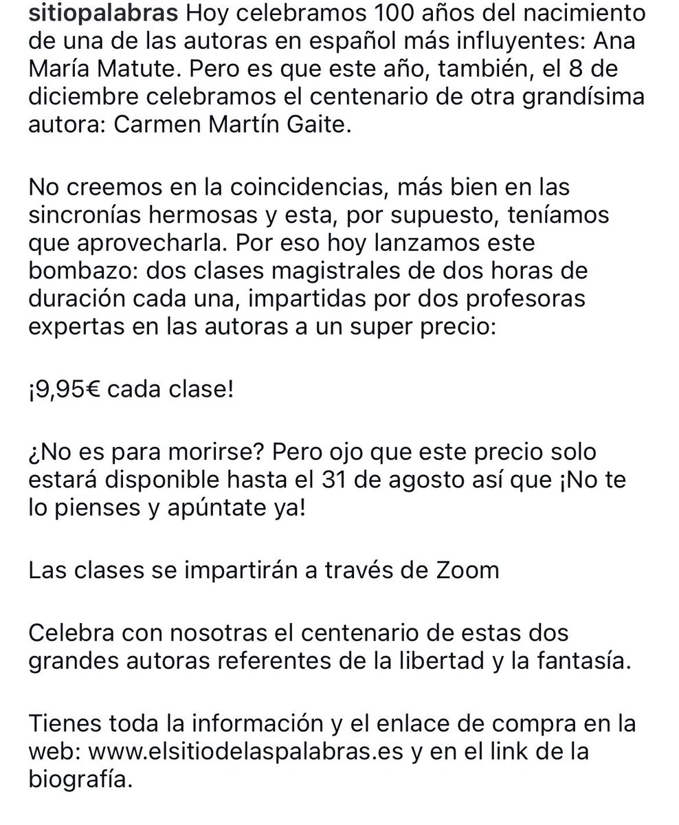 📚🎂#centenario #anamariamatute ⁦<a href="/SitioDePalabras/">ElSitioDeLasPalabras</a>⁩ Apúntate 👇👇👇