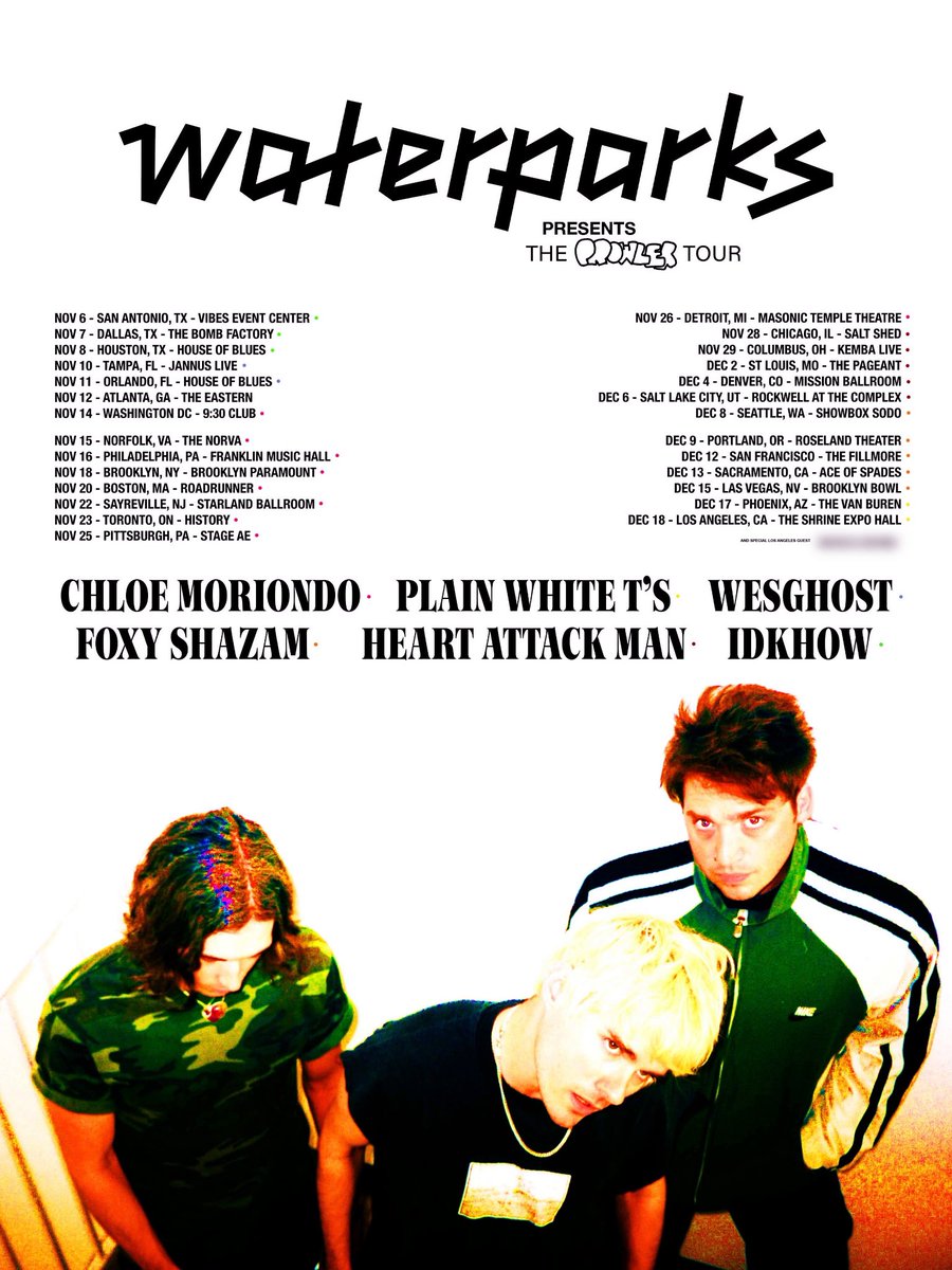 FINISHING THE RED GUITAR MUSIC VIDEO TODAY, MAY SEND A HANDFUL OF EARLY LOOKS OUT TO PEOPLE IN THE QUOTES.

STOP CALLING IT THE RED GUITOUR. IT’S NOT CALLED THAT!!!!! TICKETS TO ON SALE NOW

GET YOURS: waterparksband.com/tour