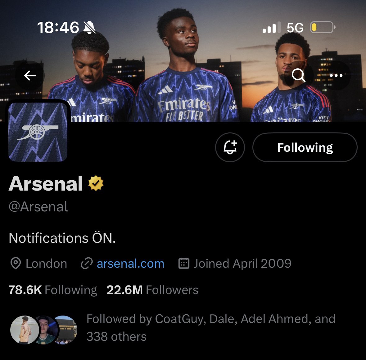 Dobbo0107's tweet image. “Notifications ÖN” @Arsenal 

#WELCOMEGYÖKERES