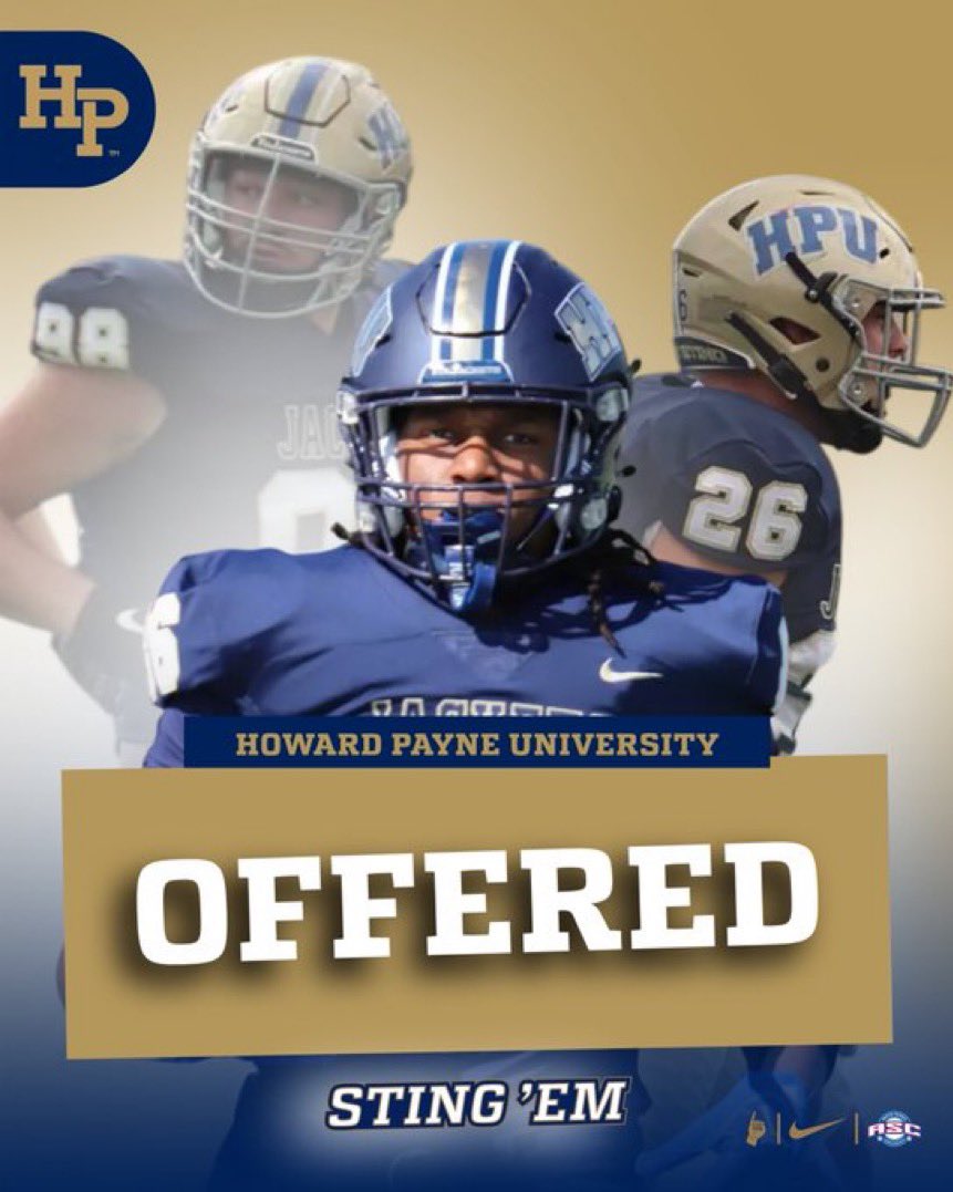 Kelton Lee (@kelton_lee54) on Twitter photo #AGTG After a great conversation with <a href="/CoachRCollins/">Coach Reed Collins</a> I’m blessed to announce I have received my first offer from <a href="/HPUFootball/">Howard Payne University Football</a>!!!
<a href="/CoachGipson11/">Coach Gipson</a>
<a href="/coachg72/">Cody Gilbert</a>
<a href="/Coach_Maines/">Joe Maines</a> #AGTG After a great conversation with <a href="/CoachRCollins/">Coach Reed Collins</a> I’m blessed to announce I have received my first offer from <a href="/HPUFootball/">Howard Payne University Football</a>!!!
<a href="/CoachGipson11/">Coach Gipson</a>
<a href="/coachg72/">Cody Gilbert</a>
<a href="/Coach_Maines/">Joe Maines</a>