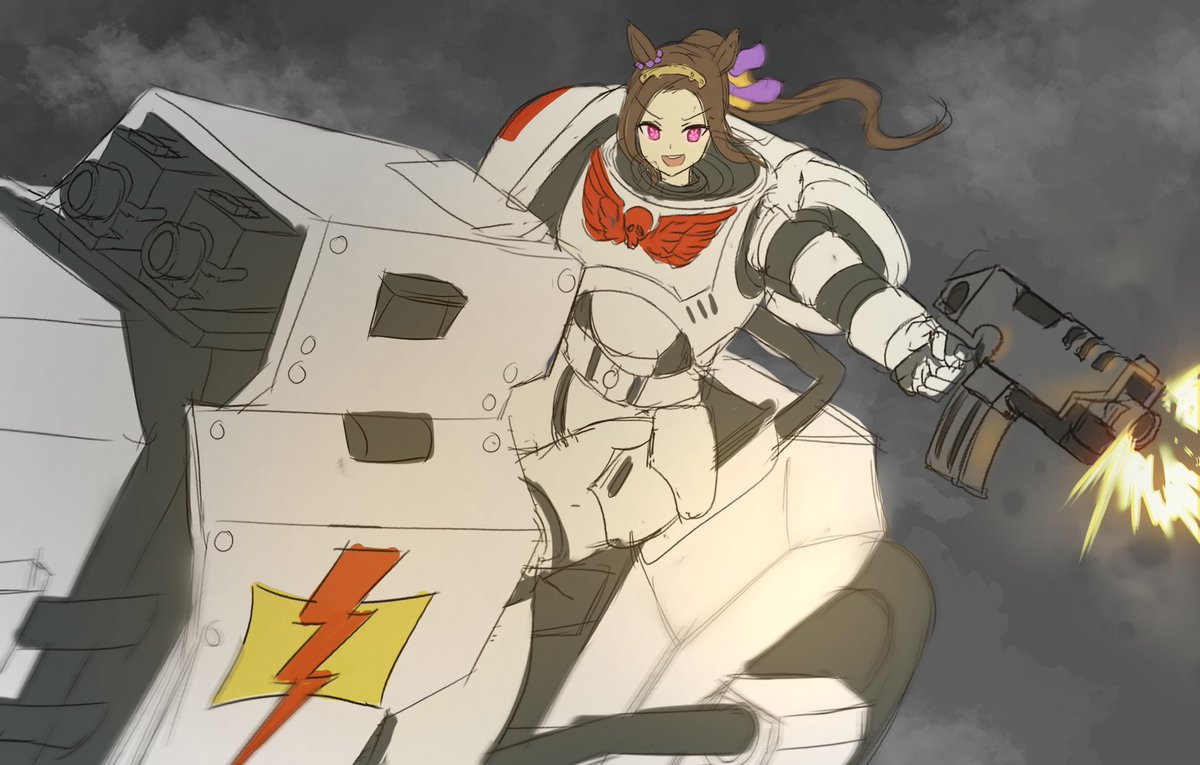 Buwad44's tweet image. sakura bakushin joins the white scars
#umamusume #ウマ娘
#warhammer40k #サクラバクシンオー