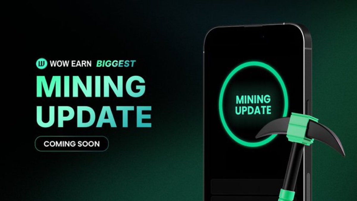 Bulldefi01's tweet image. 🚨 Get Ready for the BIGGEST Mining Update Yet! 🚨
Something massive is coming to WOW EARN, and it’s going to change the game for every miner in the ecosystem.
🔥 More power. More rewards. More WOW.
We’re about to roll out a major mining upgrade that will take your earning…