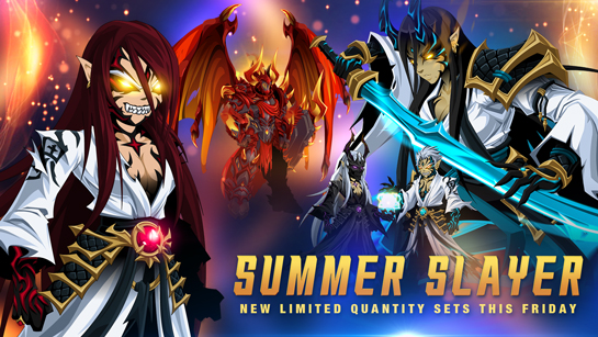 ArtixKrieger's tweet image. Your next shot at AQW&apos;s Summer Slayer gear is happening in 5 minutes (at 2pm EST).
These LQS items go fast!
Next restocks at: 
6pm, and 10pm EST
Grab your gear: aq.com/gamedesignnote…
#aqw
~Beleen