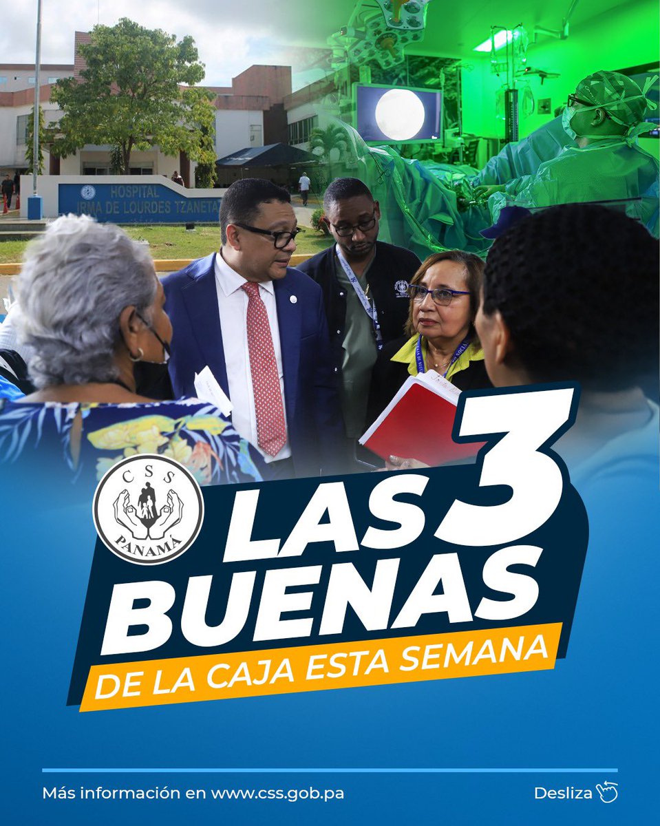 CSSPanama's tweet image. ✅ ¡Lo bueno se comparte!
Estas son 3 buenas noticias que marcaron la semana en la Caja de Seguro Social.
Descubre más en 👉 css.gob.pa