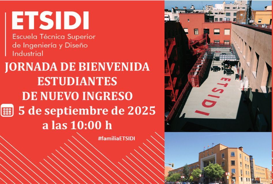 ETSIDI_UPM's tweet image. Jornada de Bienvenida de la ETSIDI para estudiantes de nuevo ingreso
Fecha: Viernes 5 de septiembre de 2025.
Hora: 10:00 h.
Lugar: Salón de Actos.
+ Info en actualidad de nuestra página web