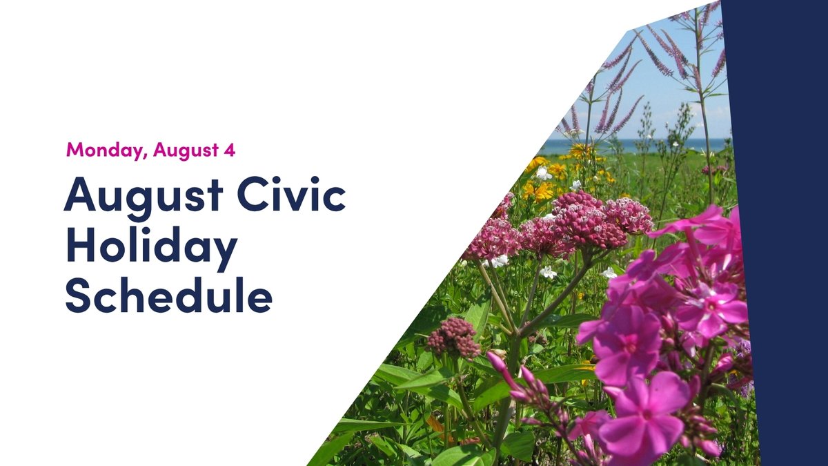 TownOfAjax's tweet image. Find out what's open and what's closed/cancelled at Town of Ajax recreation facilities on the Civic Holiday (August 4):
🚫 Community Recreation Centres closed
🏊 Ajax Memorial Pool (outdoor) open
Details ➡️ bit.ly/4f1B0DS