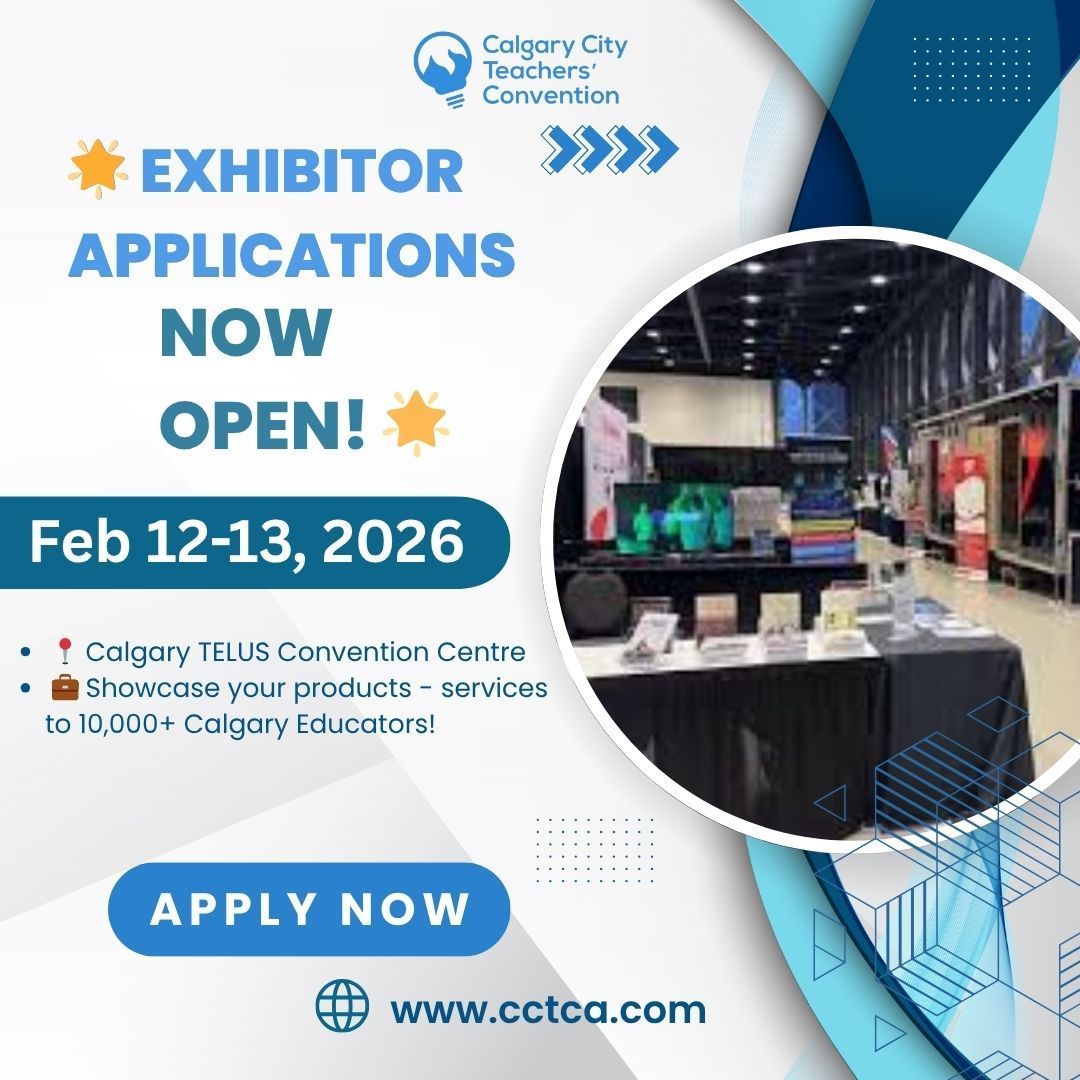 CCTCA (@cctca) on Twitter photo Calling all educators and vendors! Exhibitor Registration for #CCTC2026 is now live.
📅 Date: February 12-13, 2026
📍 Location: Calgary TELUS Convention Centre
Don't miss your chance to showcase your products and services to over 10,000 educators!
🔗 cctca.com/exhibitor-regi… Calling all educators and vendors! Exhibitor Registration for #CCTC2026 is now live.
📅 Date: February 12-13, 2026
📍 Location: Calgary TELUS Convention Centre
Don't miss your chance to showcase your products and services to over 10,000 educators!
🔗 cctca.com/exhibitor-regi…