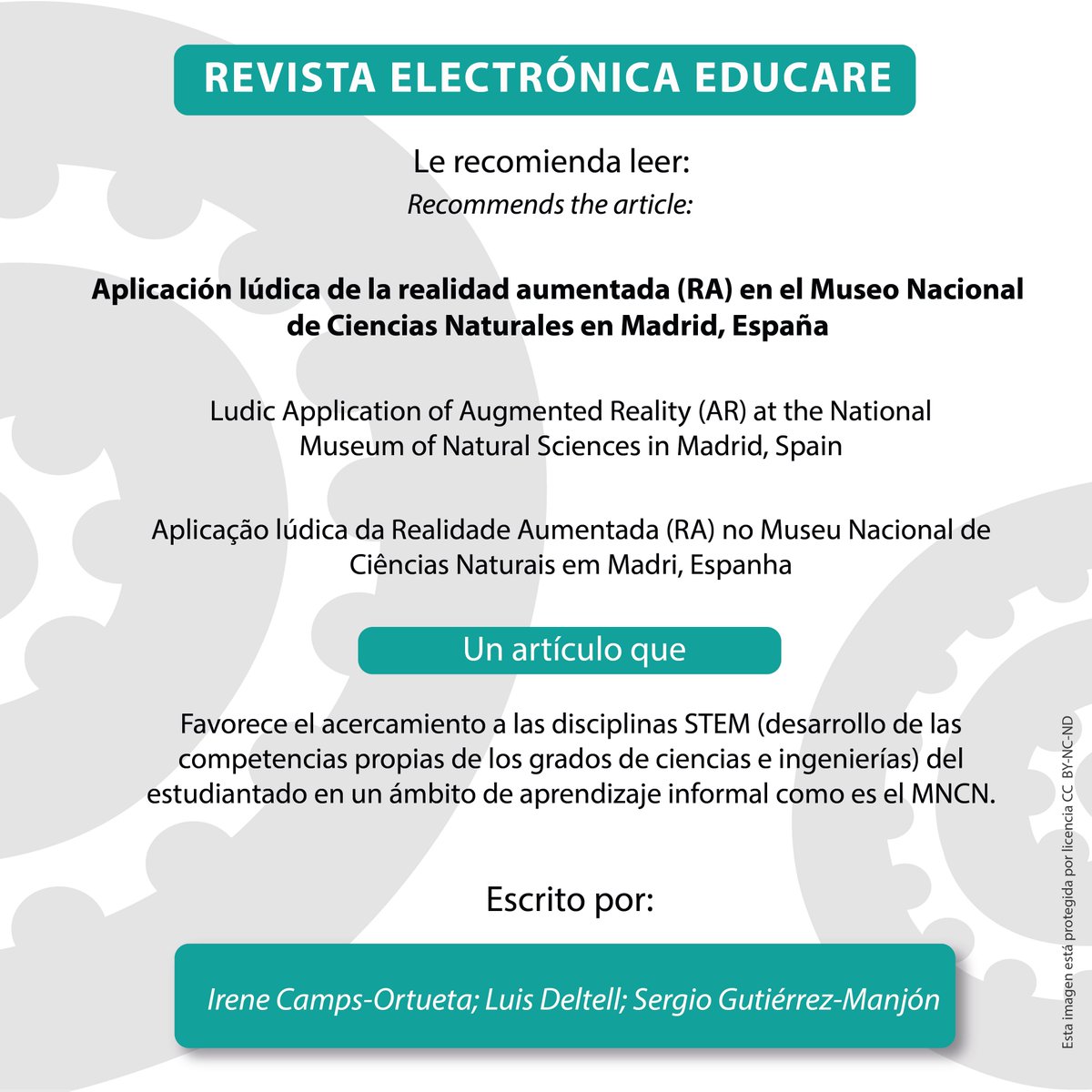 ¿Conoce nuestra producción académica?
Le invitamos a leer este artículo!
Visite: buff.ly/nDmuIN7 
<a href="/Ortueta_Epic/">Irene Camps Ortueta</a>
<a href="/LuisDeltell/">luis deltell</a>
<a href="/serguma_/">𝐒𝐞𝐫𝐠𝐢𝐨 𝐆𝐮𝐭𝐢é𝐫𝐫𝐞𝐳-Manjón</a>
#SomosUNACR  #ArtículoEducare
Comparta esta información!