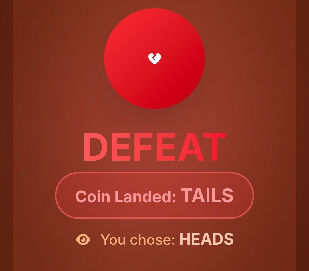 It’s giveaway time again, folks! 🔥
Head over to our website
roguetail.com
log in with your X account, and play a round of heads or tails 🪙🦊
Take a screenshot of your result, post it, and make sure to tag the accounts below
<a href="/Aramoon13/">Aramoon</a>
<a href="/RogueTail/">RogueTail</a>
<a href="/0XAzzim/">0xAZZIM</a>
Stay $ROGUE