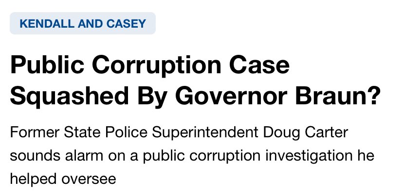 INDems's tweet image. Last year, the ISP began an investigation into Mike Braun’s close political ally Dubois Co Sheriff Tom Kleinhelter’s alleged misuse of public funds. 

The case has been dropped, and former ISP Superintendent Doug Carter is sounding the alarm.

wibc.com/688407/public-…