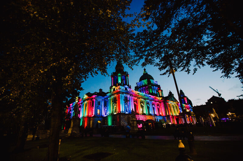 belfastcc's tweet image. Our council is pleased to be an inclusive employer.
Our Proud staff network took in today's Belfast Pride parade, led by Deputy Lord Mayor of Belfast, @PaulDoherty___
City Hall will also be lit up in rainbow colours this evening. 🌈
#BelfastLightsAtNight #BelfastCityCentre