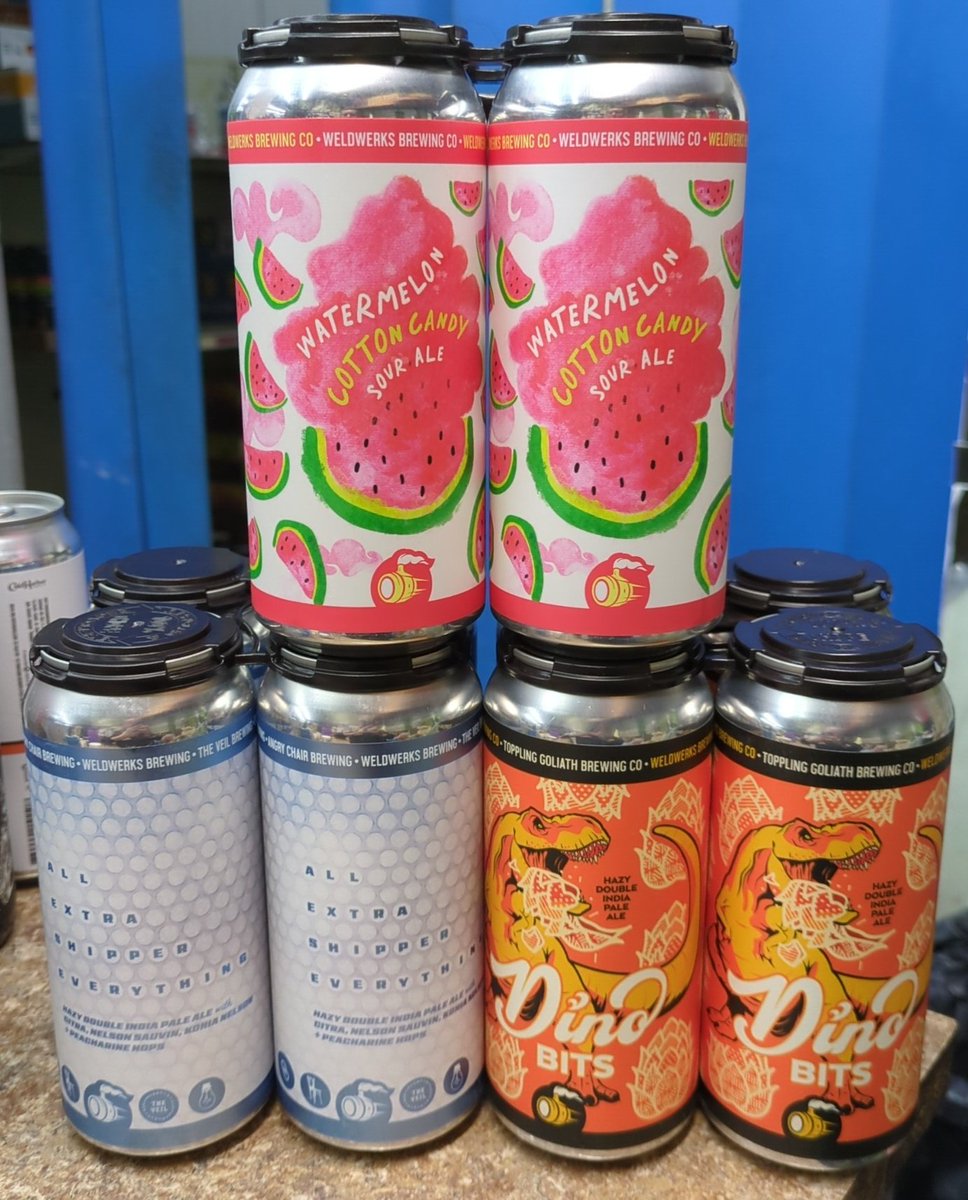 In stock from <a href="/WeldWerksBrewCo/">WeldWerks Brewing Co.</a> Watermelon Cotton Candy Sour, All Extra Shipper Everything Hazy DIPA in Collab w/ <a href="/OtherHalfNYC/">Other Half Brewing</a>, <a href="/AngryChairBrew/">Angry Chair Brewing</a>, <a href="/theveilbrewing/">The Veil Brewing Co.</a> &amp; <a href="/SideProjectBrew/">Side Project Brewing</a> &amp; Dino Bits Hazy DIPA in Collab w/ <a href="/TGBrews/">Toppling Goliath Brewing Company</a>. #YSAttleboro #YSBeer
