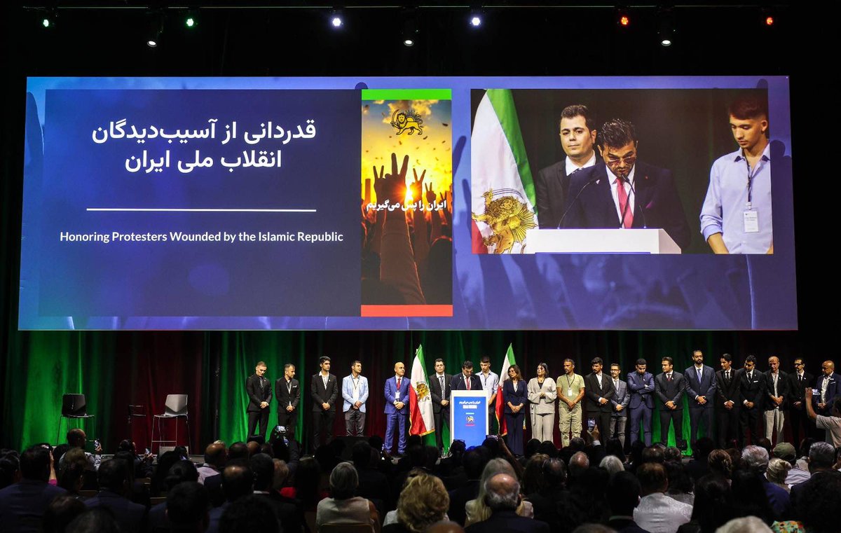 PahlaviComms's tweet photo. In its afternoon session, the Convention of National Cooperation to Save Iran  honored protesters blinded and wounded by the Islamic Republic in Iran. https://t.co/KgumD11Y3C