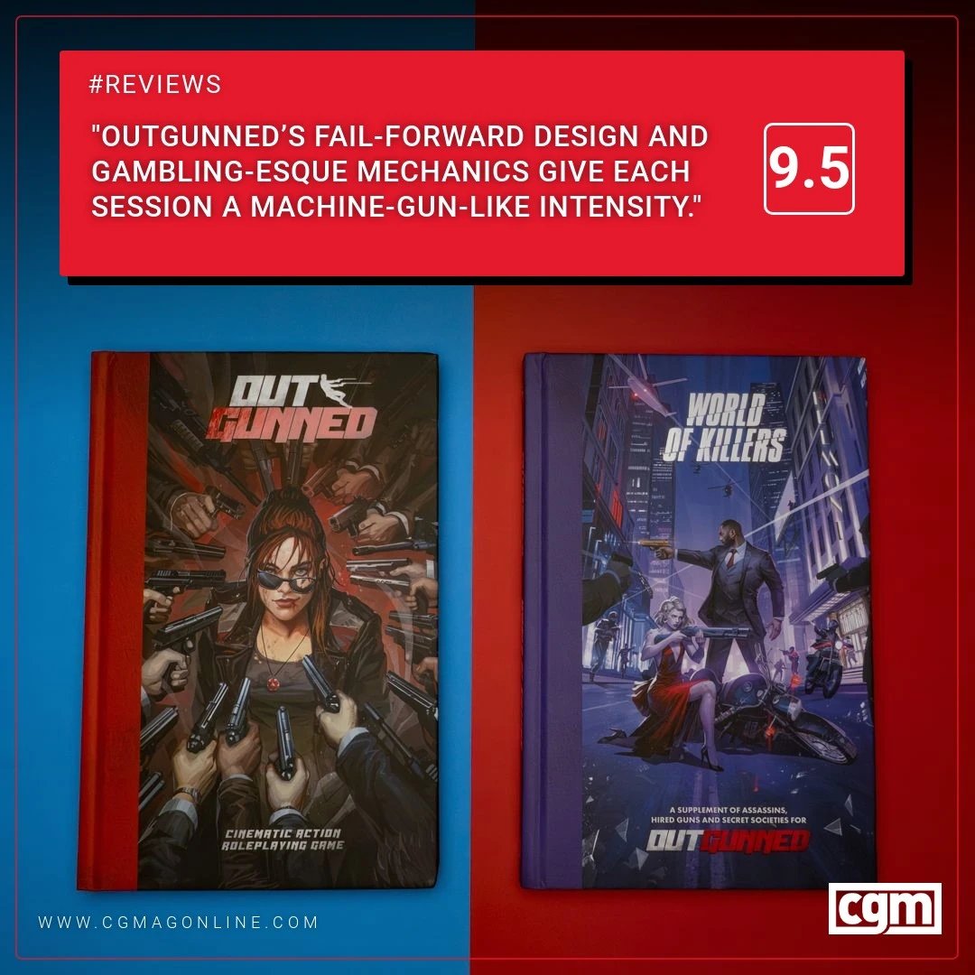 CGMagonline's tweet image. "Outgunned's fail-forward design and gambling-esque mechanics give each session a machine-gun-like intensity."
cgmagonline.com/review/tableto…
#Outgunned #TRPG