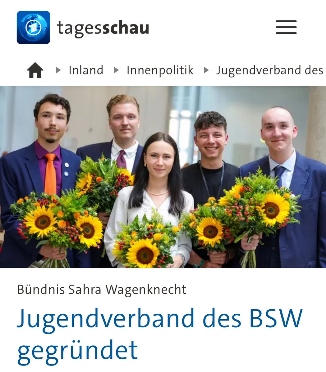 jescho's tweet image. Heute hat sich in Bochum das Jugendbündnis im #BSW als #BSWJugendverband gegründet.
Herzlichen Glückwunsch 🎉
Begehrt auf, seid kritisch, werdet laut für #Frieden #Abrüstung, #Freiheit, gegen die #Wehrpflicht und für Eure bessere #Zukunft
tagesschau.de/inland/innenpo…