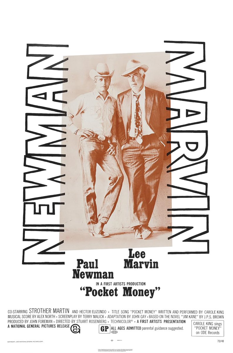 NextOnTCM's tweet image. Pocket Money (1972) 

An easy-going cowpoke and his hard-drinking partner agree to move 200 steers from Mexico to the U.S. to get out of debt. 
DIR Stuart Rosenberg 
CAST Paul Newman, Lee Marvin, Strother Martin

1 HR 45 MINS | ADAPTATION | 6:00 AM EDT