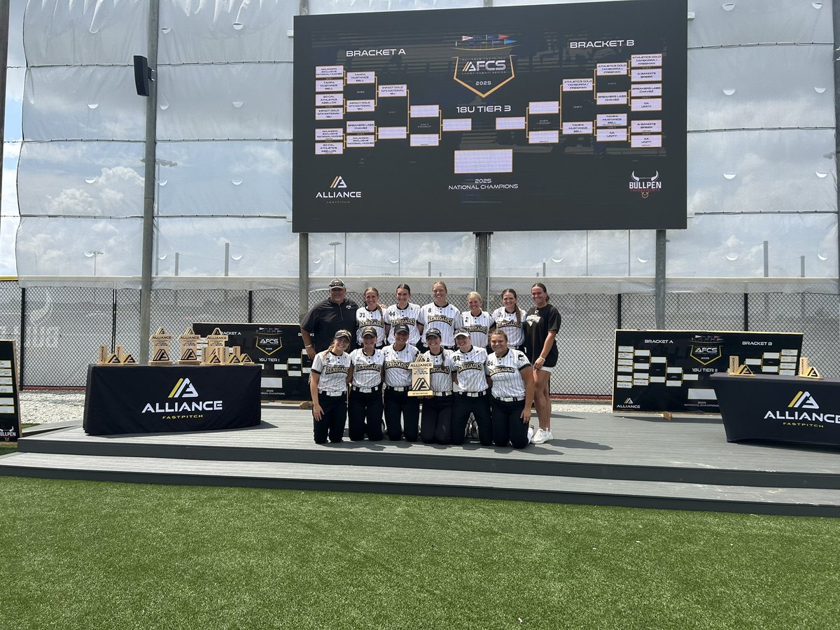 A HUGE congratulations to 18U National Schwartz on their TIER 2 THIRD PLACE finish at the Alliance Fastpitch Championship Series!!! An incredible accomplishment and a fabulous way for our Seniors to finish. Well done, Rennies! <a href="/MNRenegadesSB/">Minnesota Renegades</a>