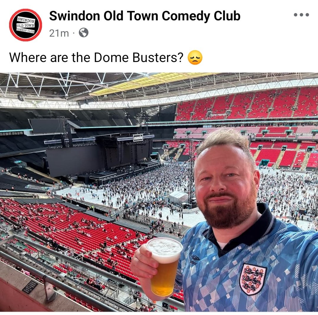 SaveOasis's tweet image. Swindon Old Town Comedy Club are at #Wembley and asking where are the Dome Busters? π€£
#OasisLive25 #OasisLeisureCentre