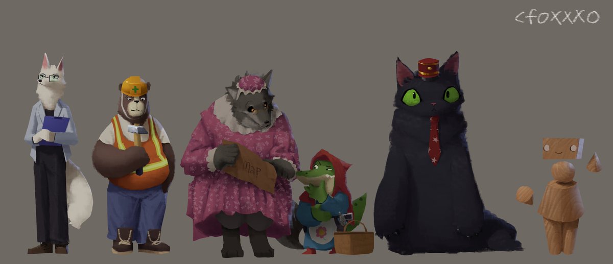 cfoxxxo's tweet image. New OC Lineup &amp;amp; Rendering Practice
#furryart