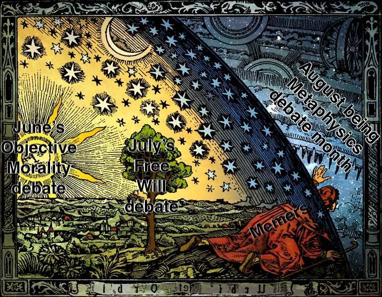 TotalPhilo's tweet image. August is Metaphysics debate month. The votes weren't even close. Credit to SPECTREagent700 for the winning comment.