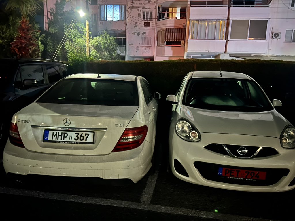 Rental company picking the mighty micra up from the hotel in the morning. 

Bloke in the merc parked like a bell end so got as close as I could to his drivers door 🤣